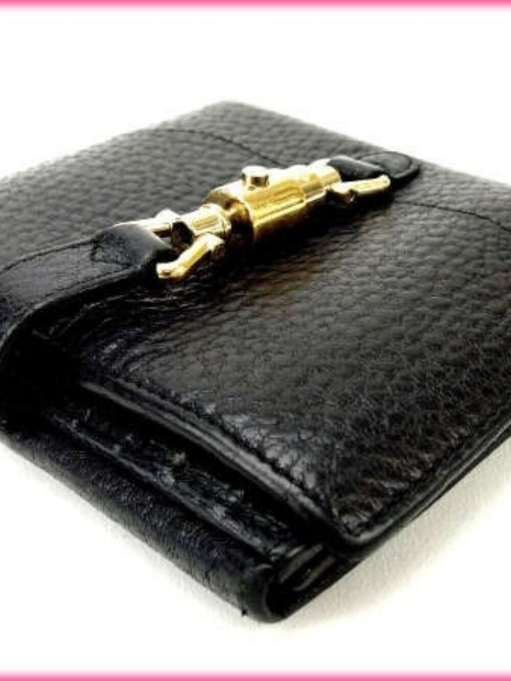 GUCCI Bifold Wallet Black x Gold Women Authentic secondhand - Picture 4 of 7